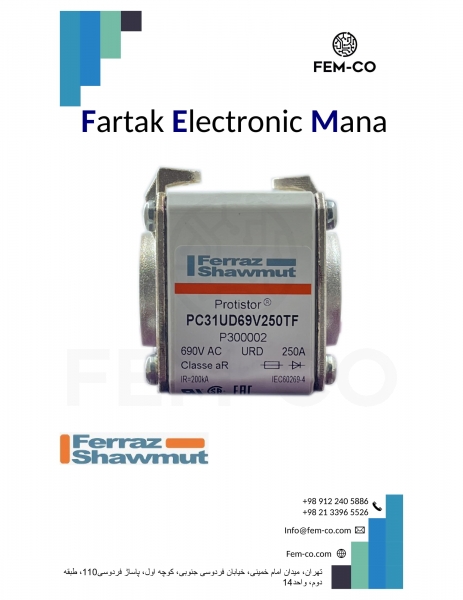 FUSE FERRAZ 250A 690V PC31UD69V250TF-P300002 SQUARE BODY FAST