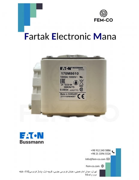FUSE EATON BUSSMANN 1000A 1000V 170M8610 SQUARE BODY FAST